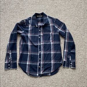 A&F Button Down Shirt XS Navy Plaid